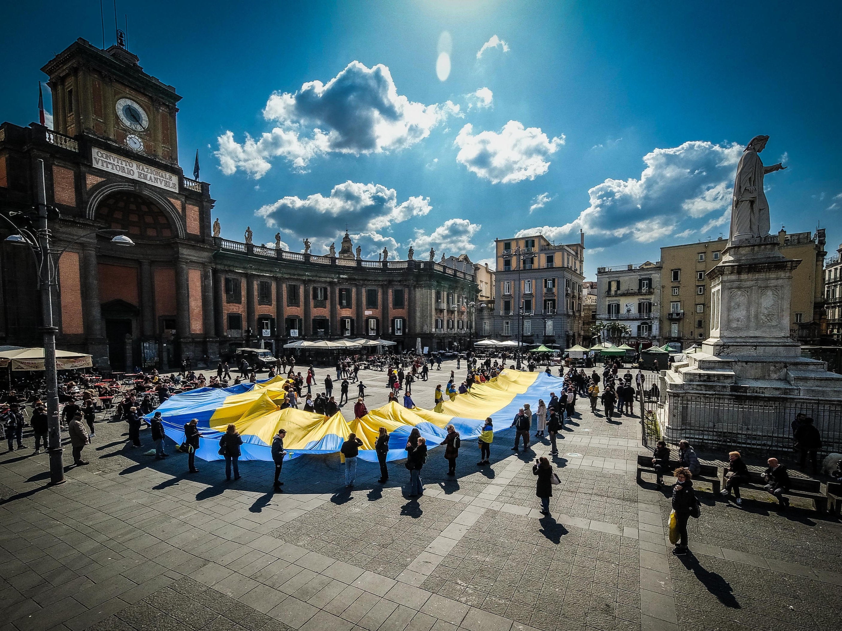 The Ukrainian community of Naples protests against the Russian invasion of Ukraine, in Naples, southern Italy, 20 March 2022