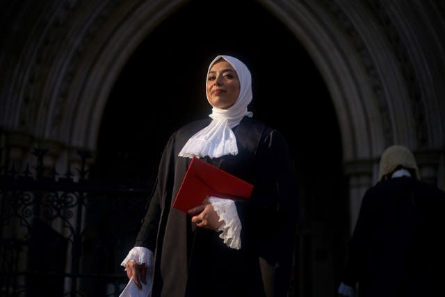 Sultana Tafadar QC outside the Royal Courts of Justice, central London, after receiving her Letters Patent – the document denoting the award for excellence in advocacy – in a ceremony at the Palace of Westminster (Victoria Jones/PA)