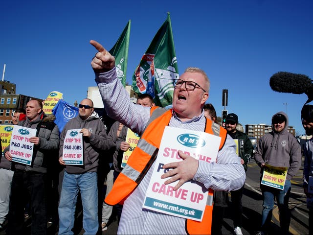 <p>Demonstrators gathered in Westminster to protest against P&O’s actions</p>