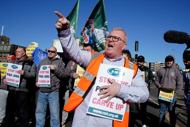 <p>Demonstrators gathered in Westminster to protest against P&O’s actions</p>