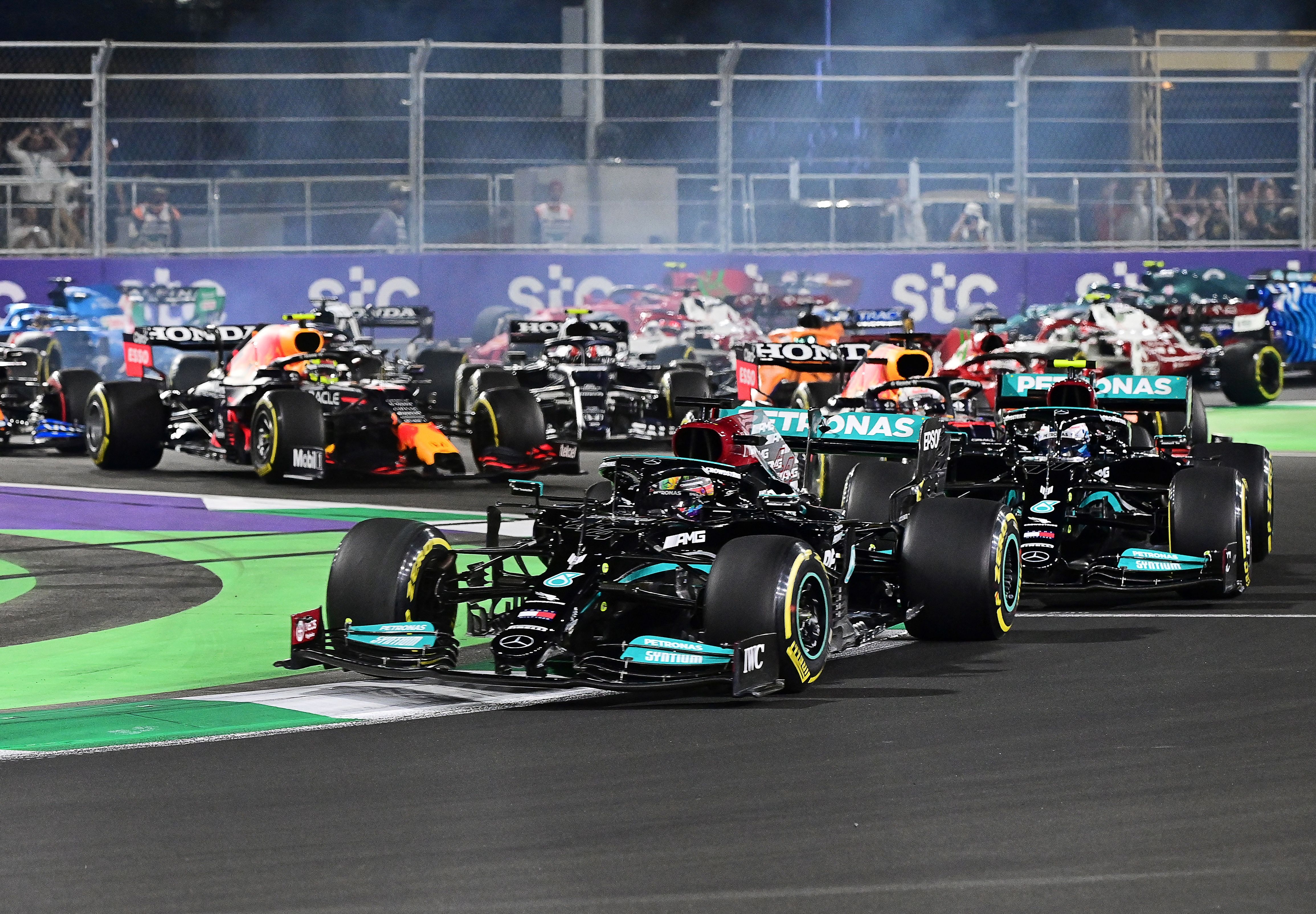 Lewis Hamilton won a dramatic race in Saudi Arabia last season