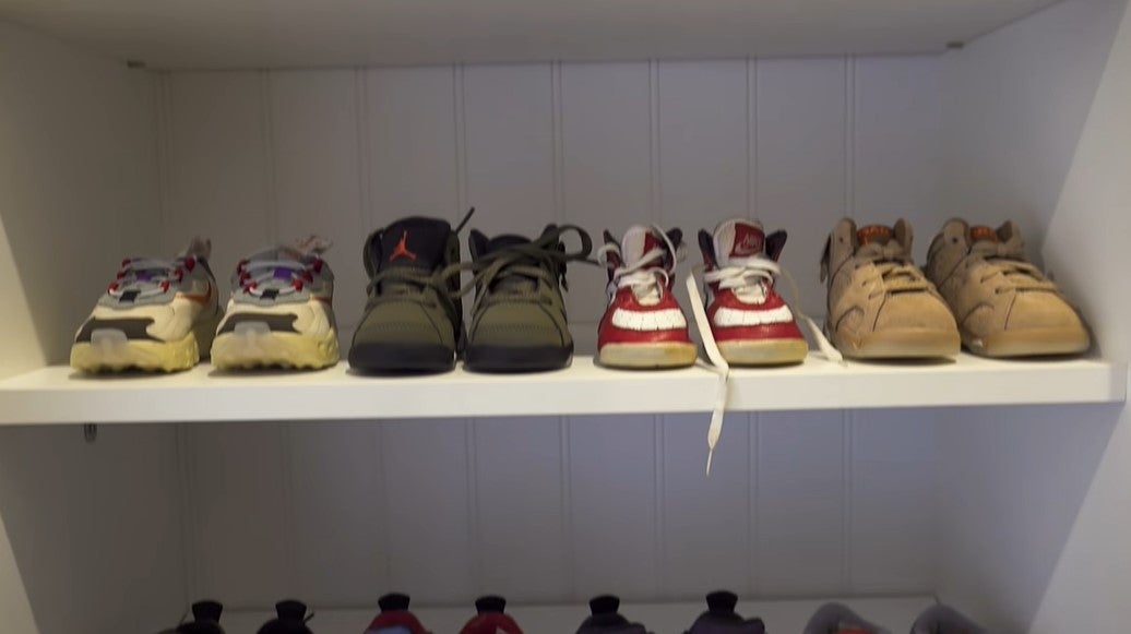 His shoe collection includes the Air Jordan 6 TD cactus jack - Travis Scott