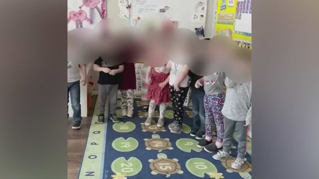 <p>A screengrab from the video that circulated from Turning Point Christian School in Norco, California, where a teacher led a group of preschoolers in an anti-Biden chant.</p>