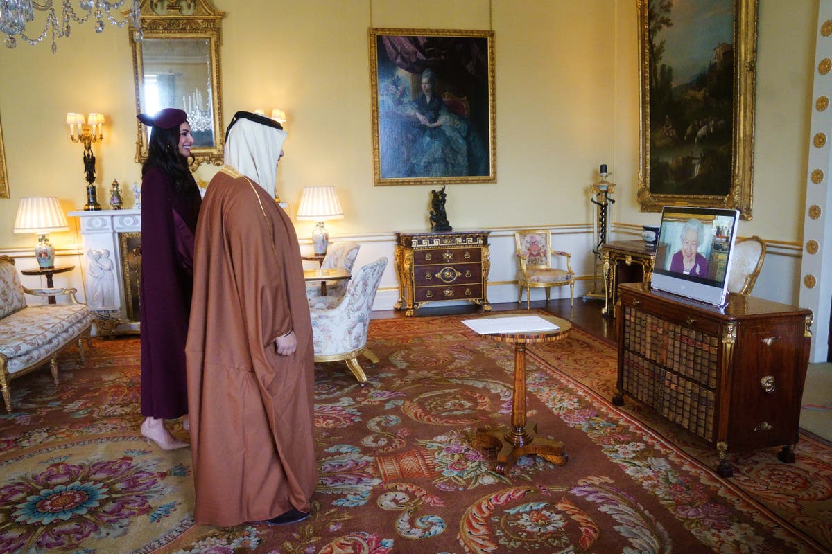 Queen in regal purple for virtual diplomatic audiences