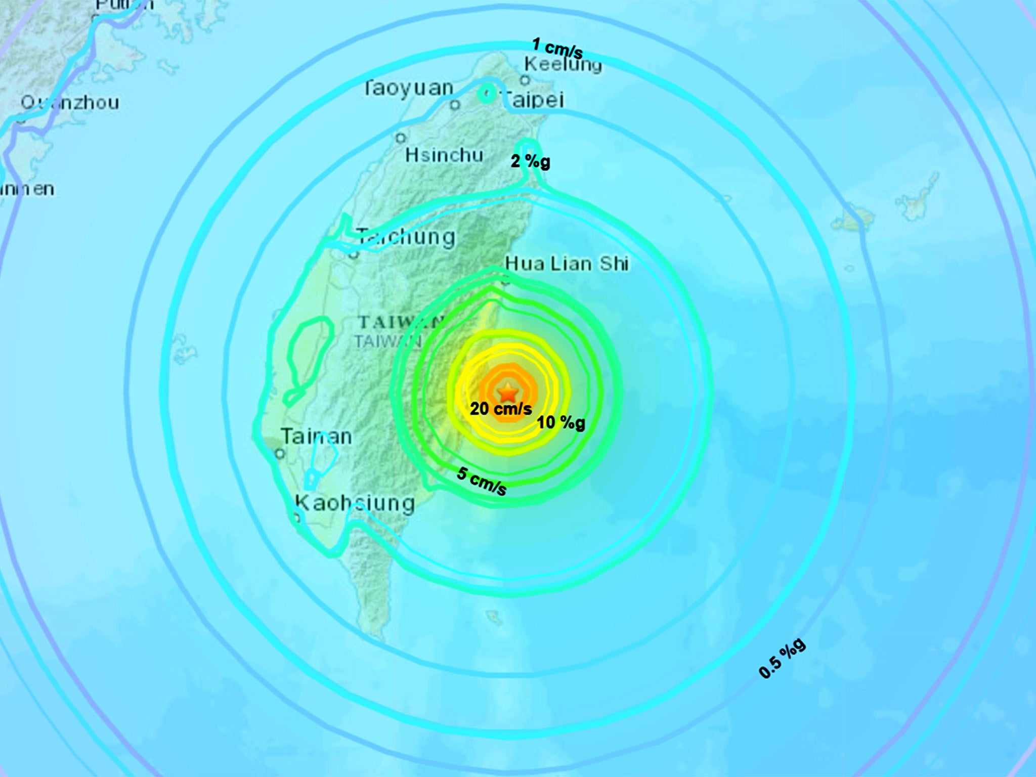 Map shows epicentre of quake off southeast coast