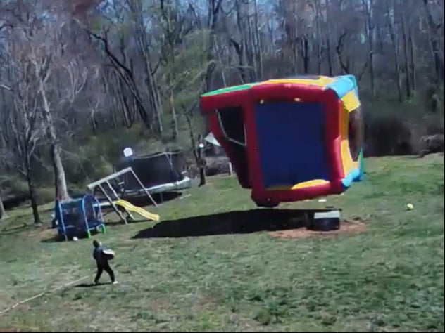 Inflatable castle grazed the head of a five-year-old boy