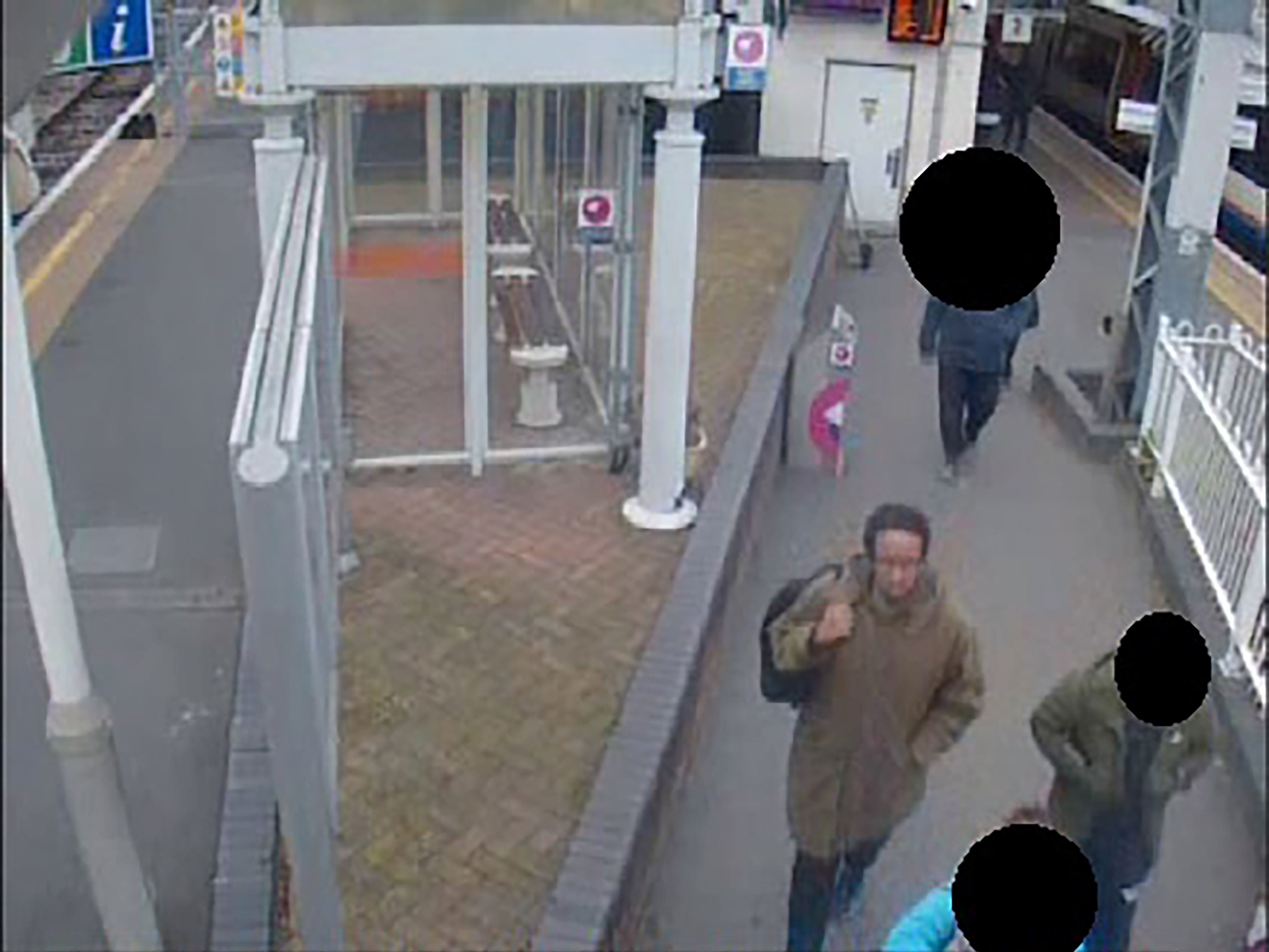 Screenrab from CCTV shows Ali make his way by rail from Gospel Oak tube station to Leigh-on-Sea