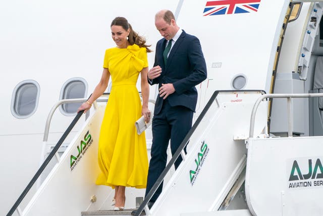 <p>The Duke and Duchess of Cambridge arrive at Norman Manley International Airport in Kingston, Jamaica, on day four of their tour of the Caribbean</p>