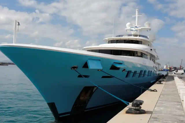 <p>Axioma, the superyacht belonging to Russian oligarch Dmitry Pumpyansky, docked in Gibraltar</p>