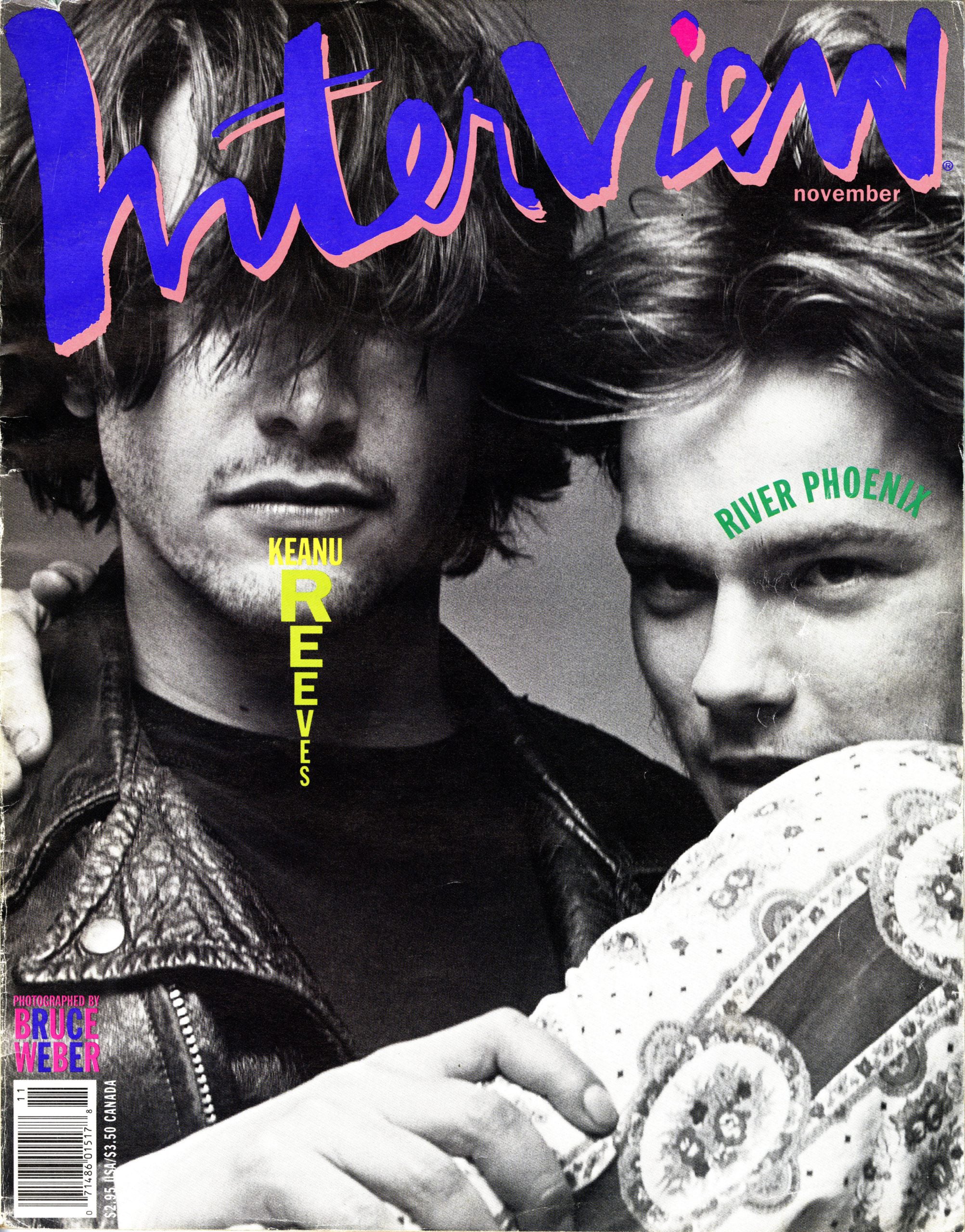 Keanu Reeves and River Phoenix on the November 1991 cover of ‘Interview Magazine'