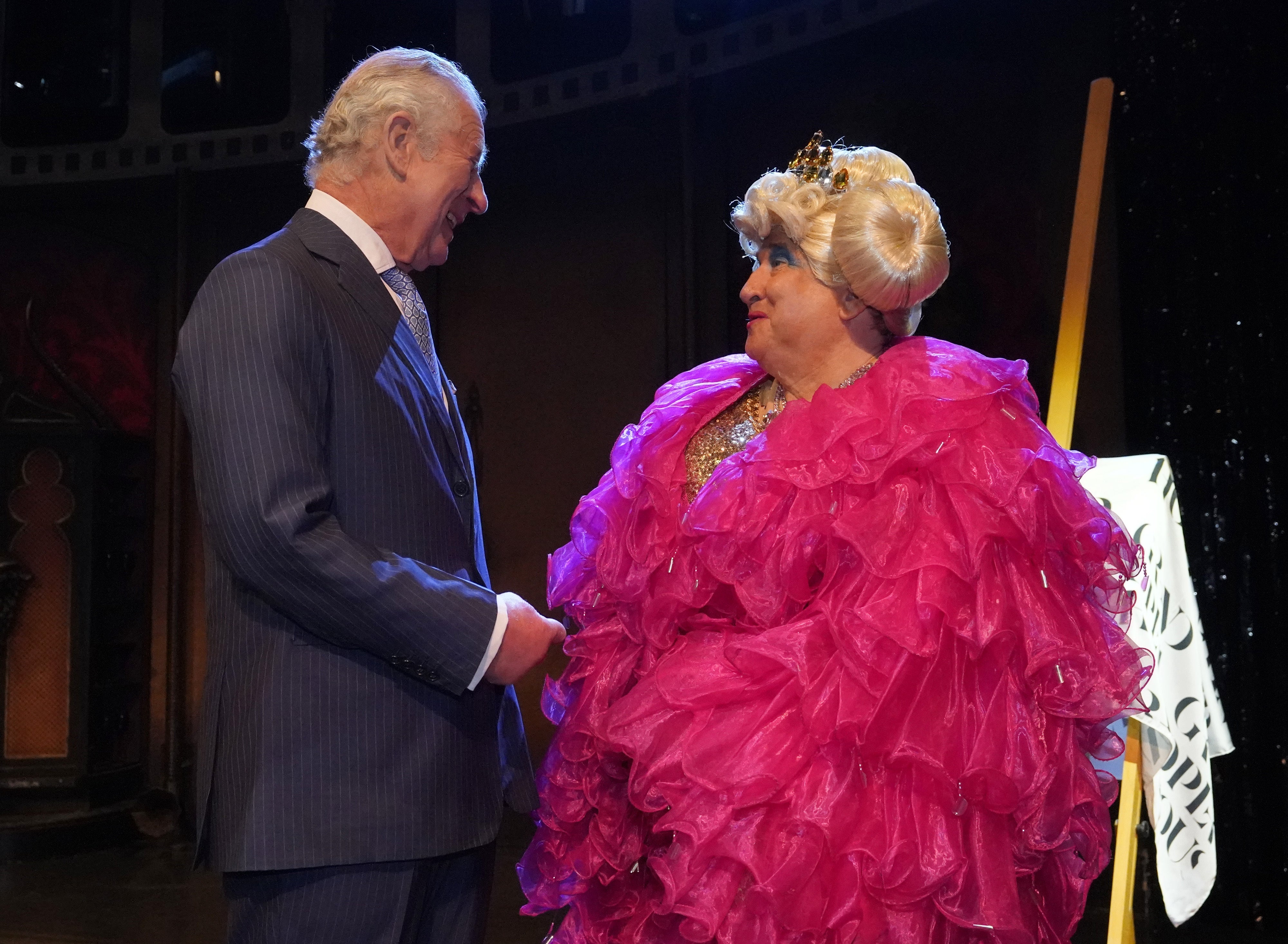 Charles meets drag queen May McFettridge (Niall Carson/PA)