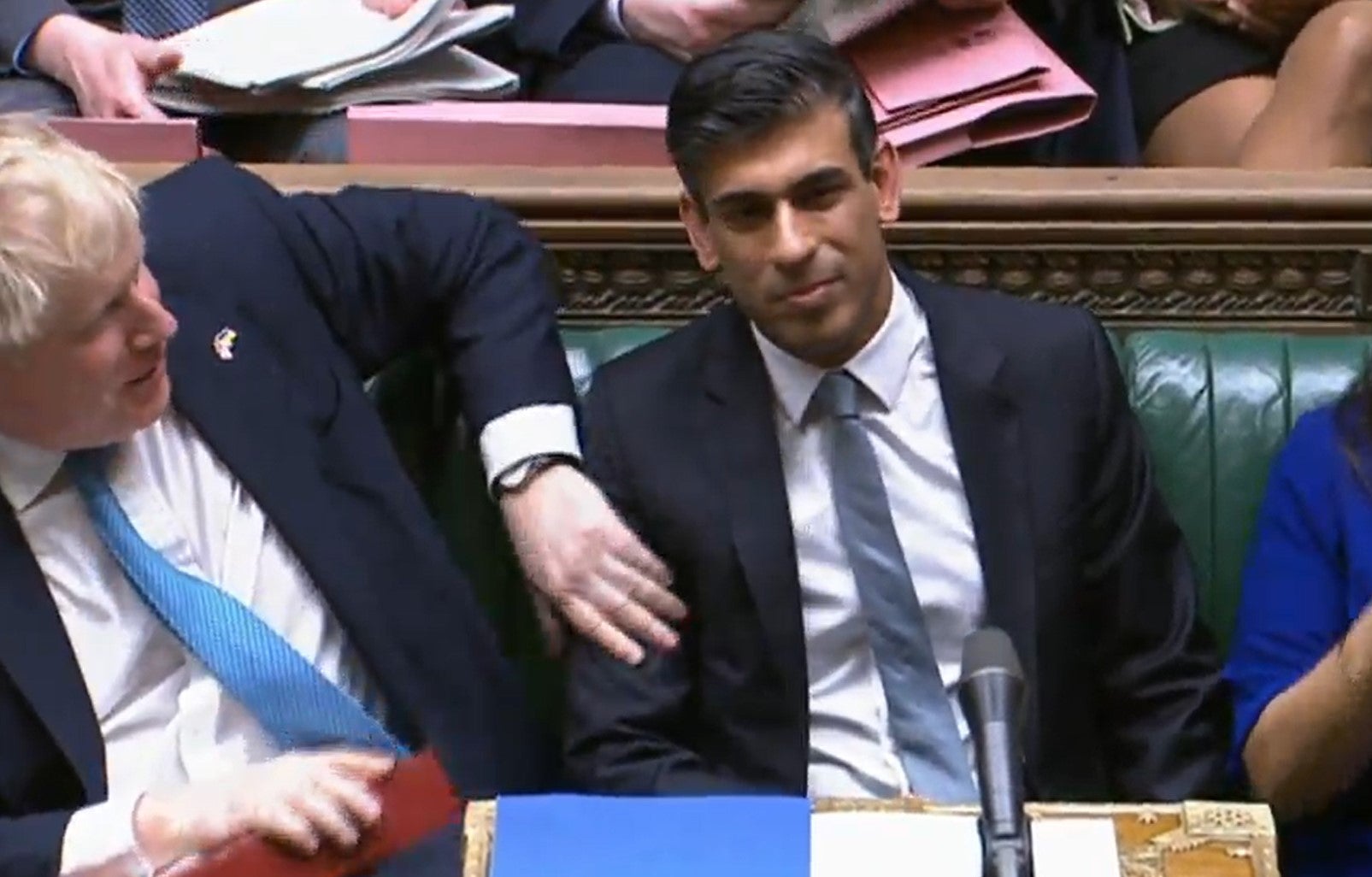 Prime Minister Boris Johnson congratulates Chancellor of the Exchequer Rishi Sunak (House of Commons/PA)