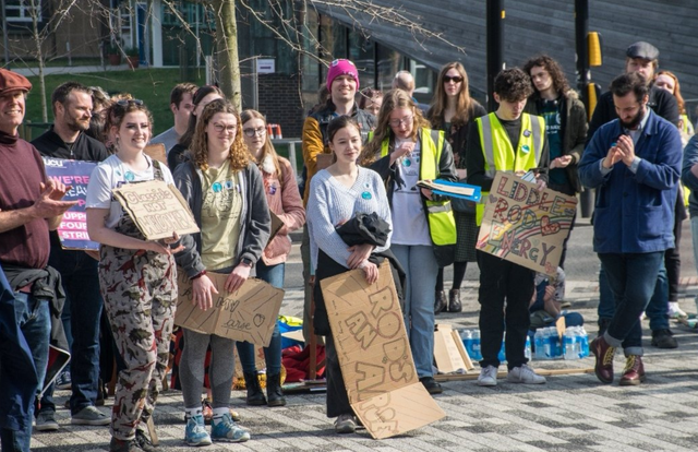 Students from the South College protest on Tuesda (Tim Packer/PA)