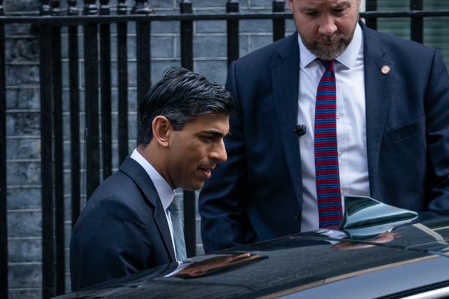 Chancellor Rishi Sunak heading to the House of Commons to deliver his spring statement(Aaron Chown/PA)
