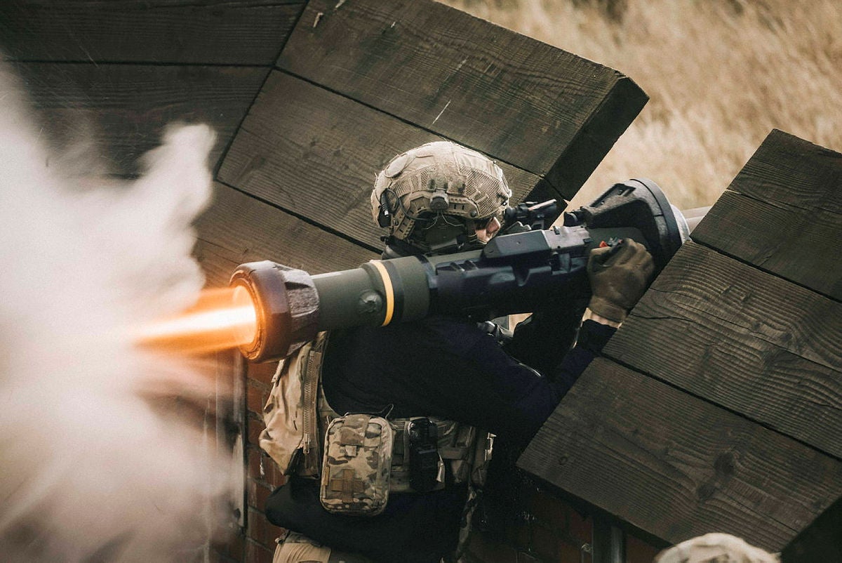 An NLAW anti-tank missile being fired during training (UK MOD Crown copyright/PA)