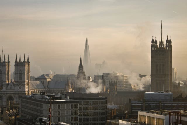 <p>A high pollution warning has been issued for London amid ‘extremely dangerous’ toxic air </p>