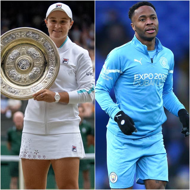 Ashleigh Barty and Raheem Sterling (Jed Leicester/Peter Byrne/PA)