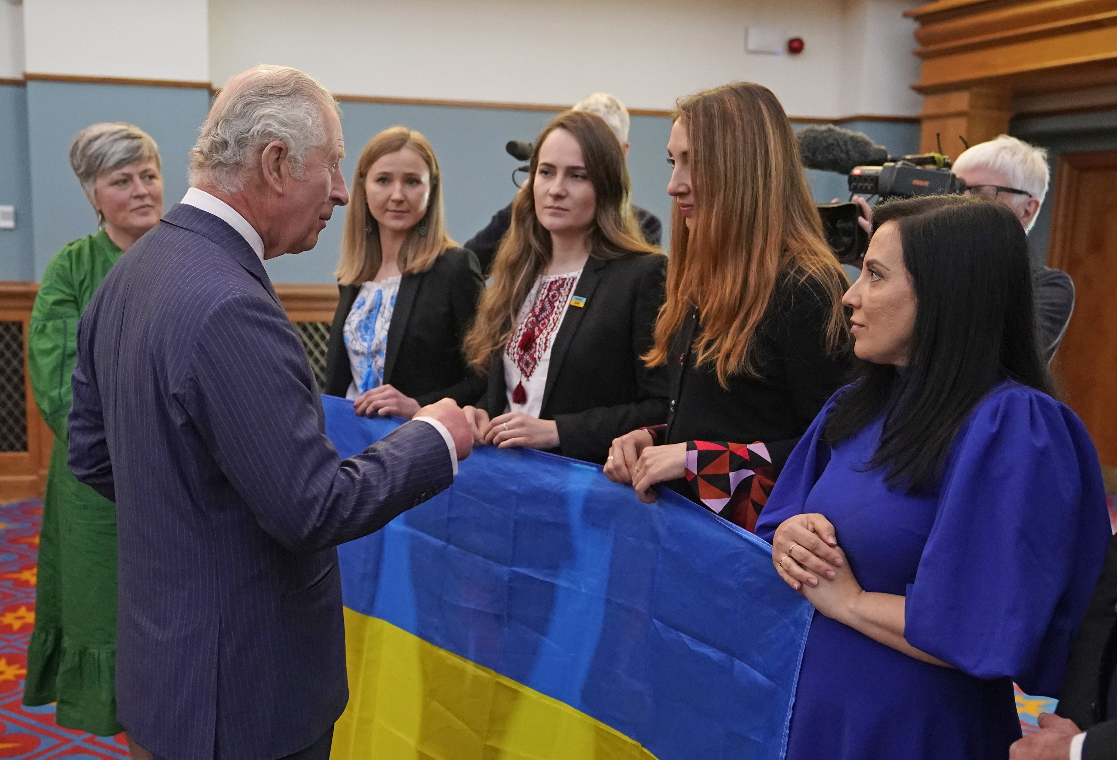 The Prince of Wales meets Ukrainian women in Belfast (Niall Carson/PA)