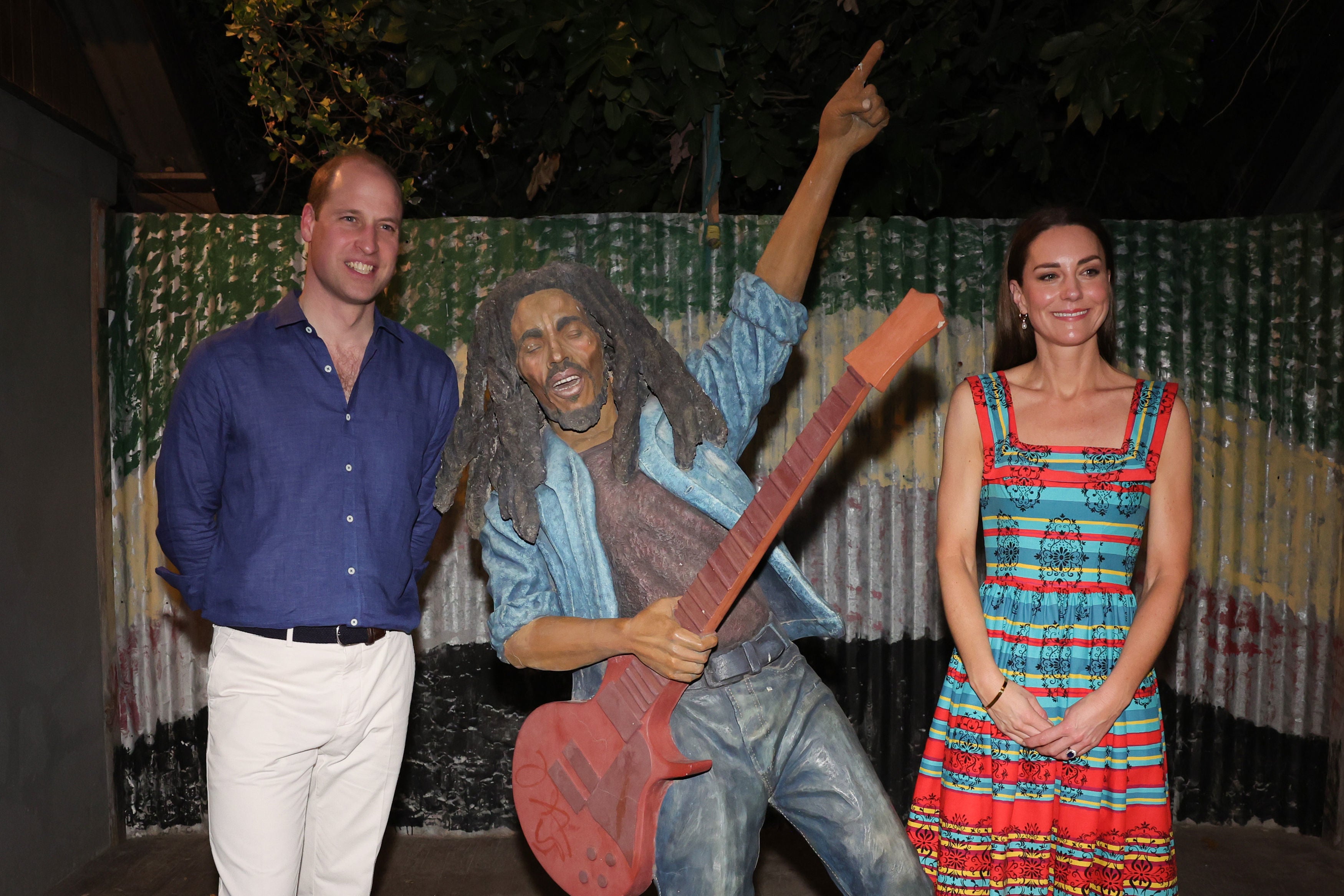 The Duke and Duchess of Cambridge during a visit to the Trench Town Culture Yard Museum