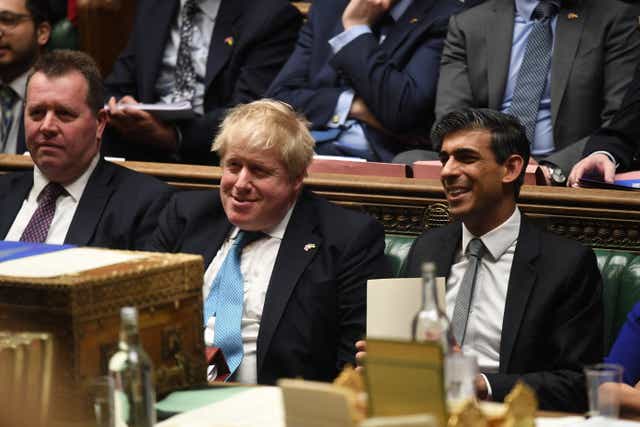 <p>Boris Johnson and Rishi Sunak in the House of Commons on Wednesday </p>