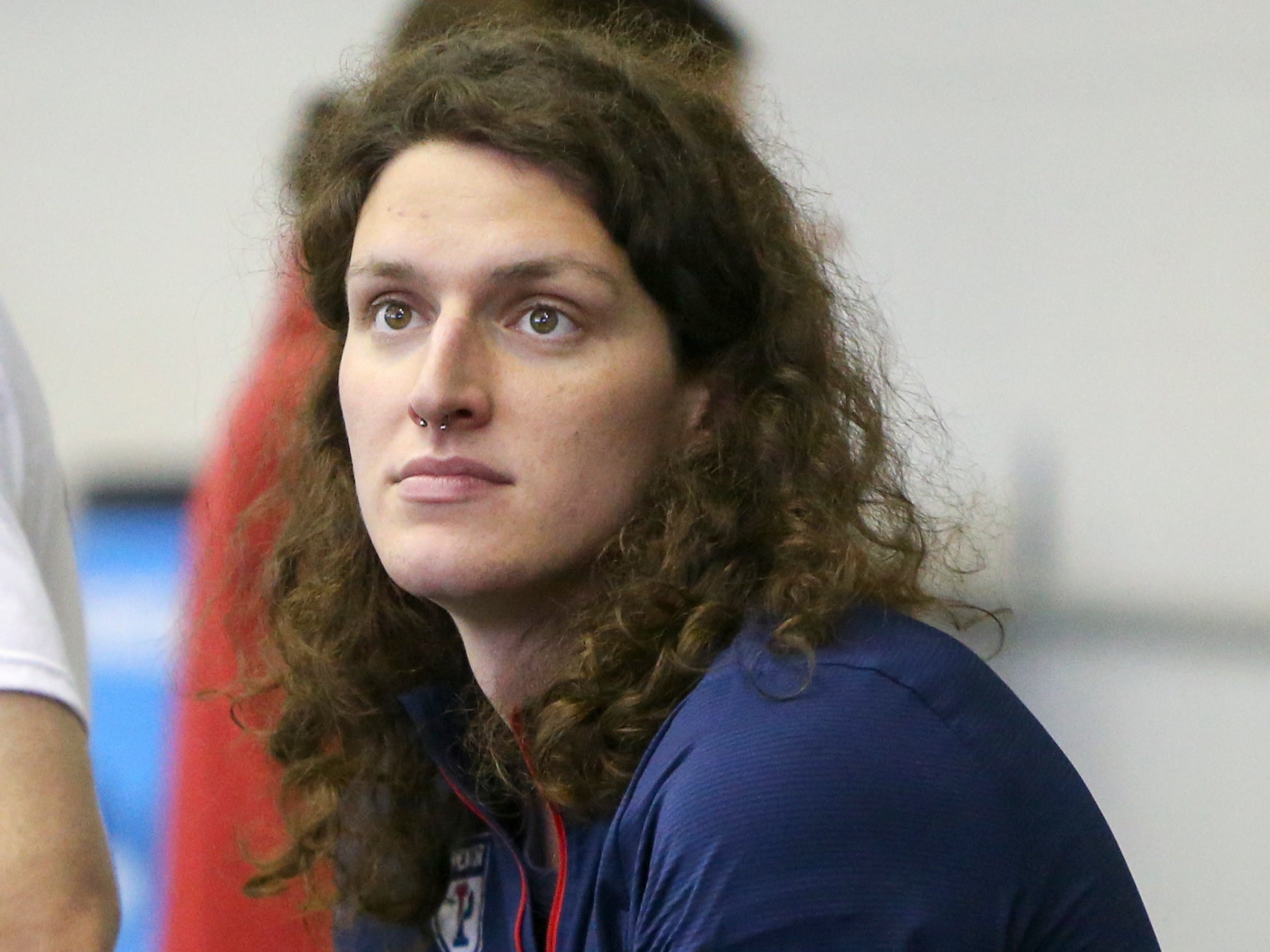 Lia Thomas watches poolside at the NCAA championship on 16 March 2022