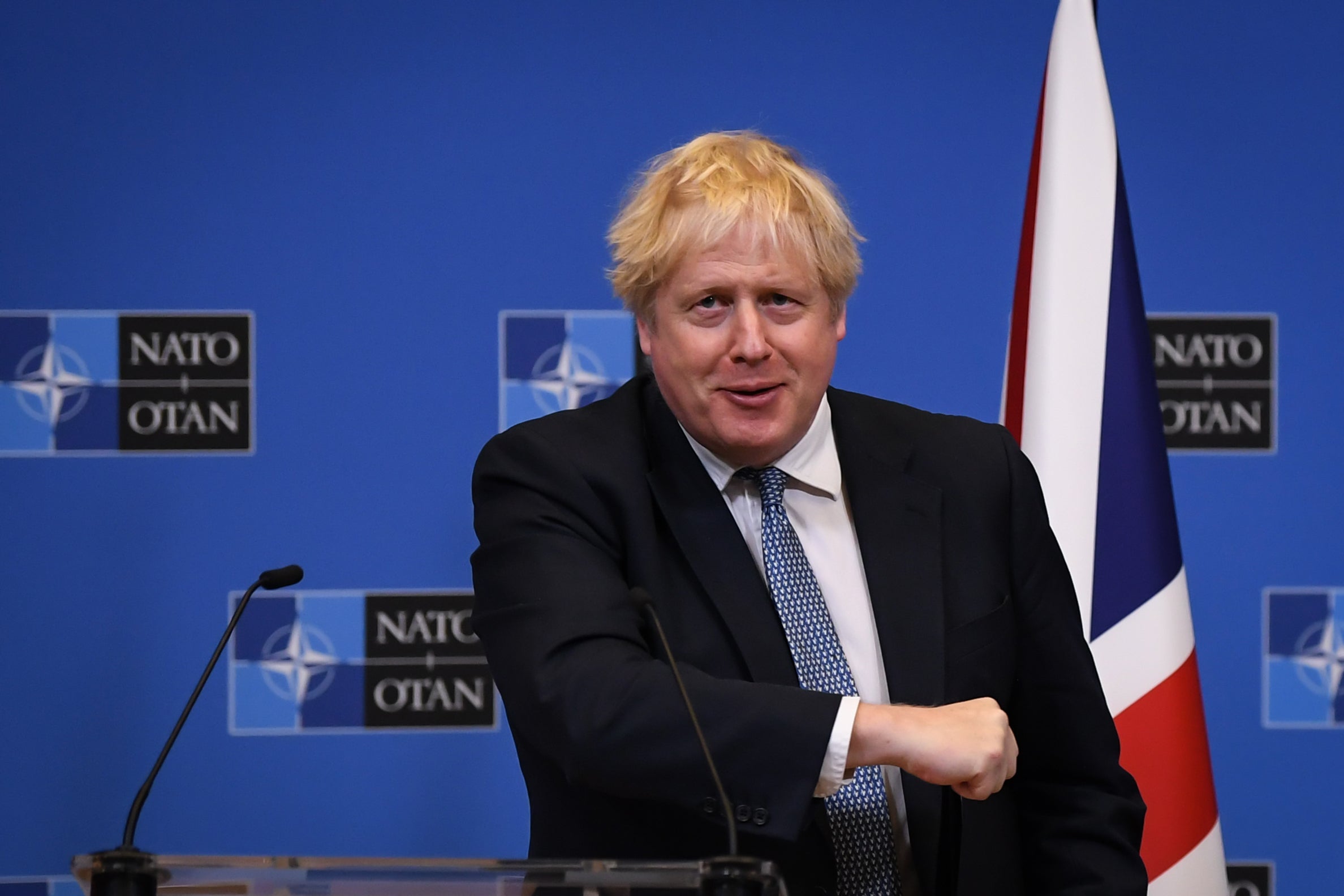 Boris Johnson during a visit to Nato headquarters in Brussels (Daniel Leal/PA)