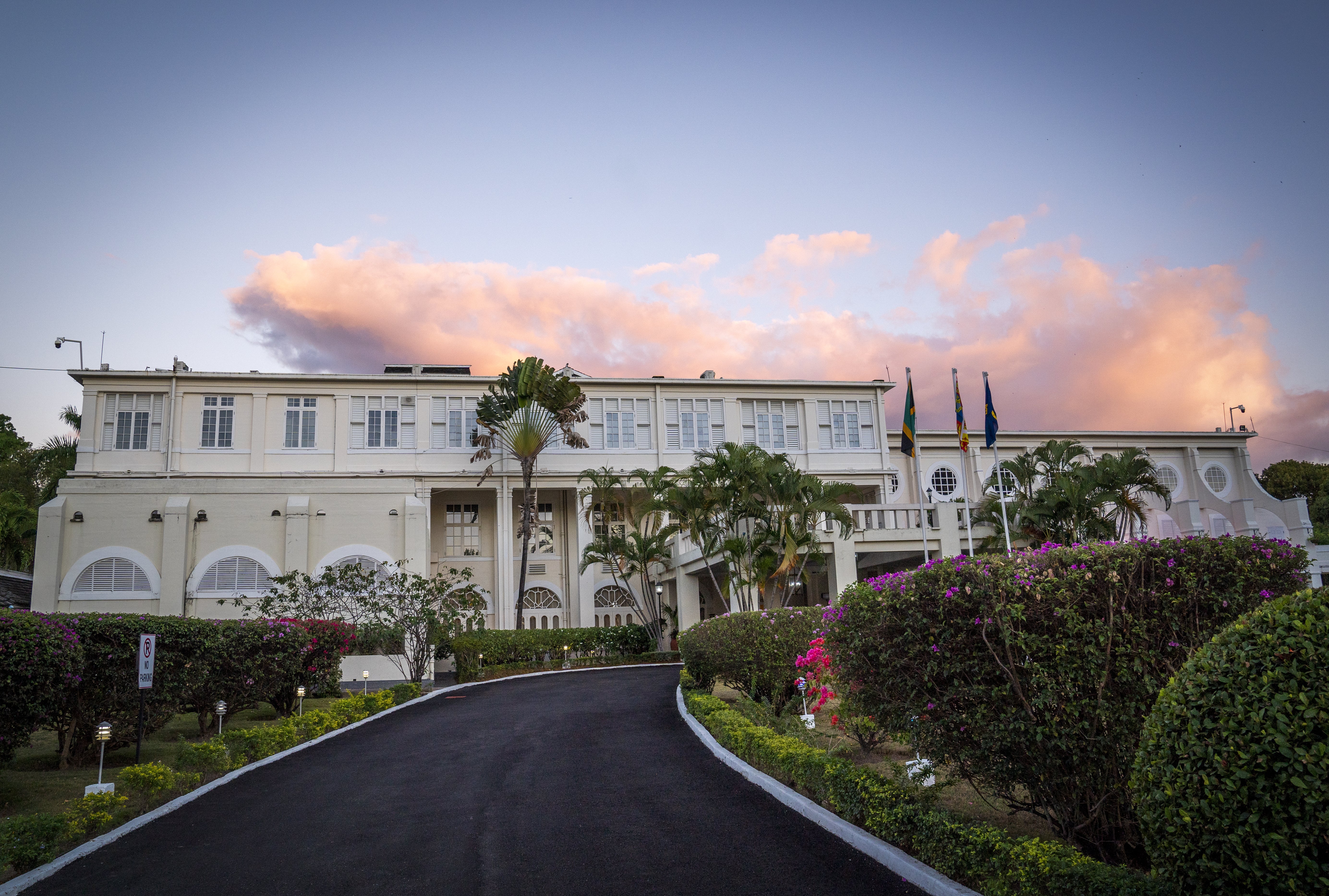 King’s House, Kingston, where the dinner was hosted by the Governor General of Jamaica (Jane Barlow/PA)