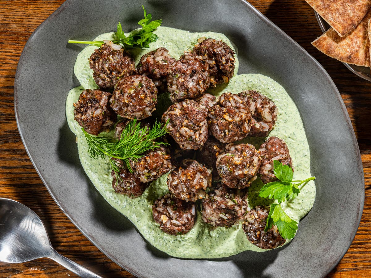 Crispy lamb meatballs with herby feta yoghurt is the best way to welcome spring