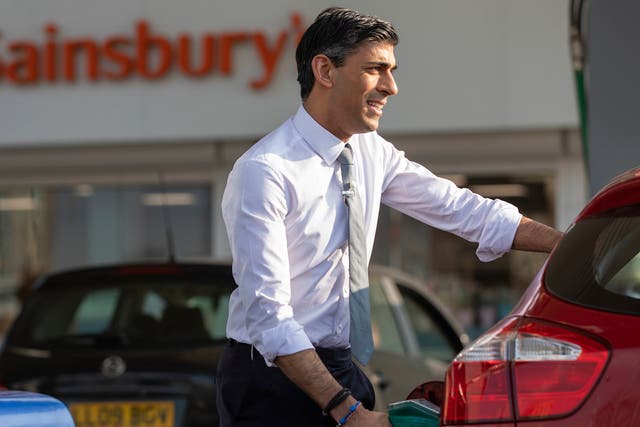 <p>Rishi Sunak could add to fuel prices with a 12p-per-litre hike in fuel duty in March</p>