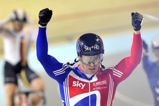 Sir Chris Hoy celebrates winning his 10th World Championship gold in Copenhagen on this day in 2010 (Tim Ireland/PA)