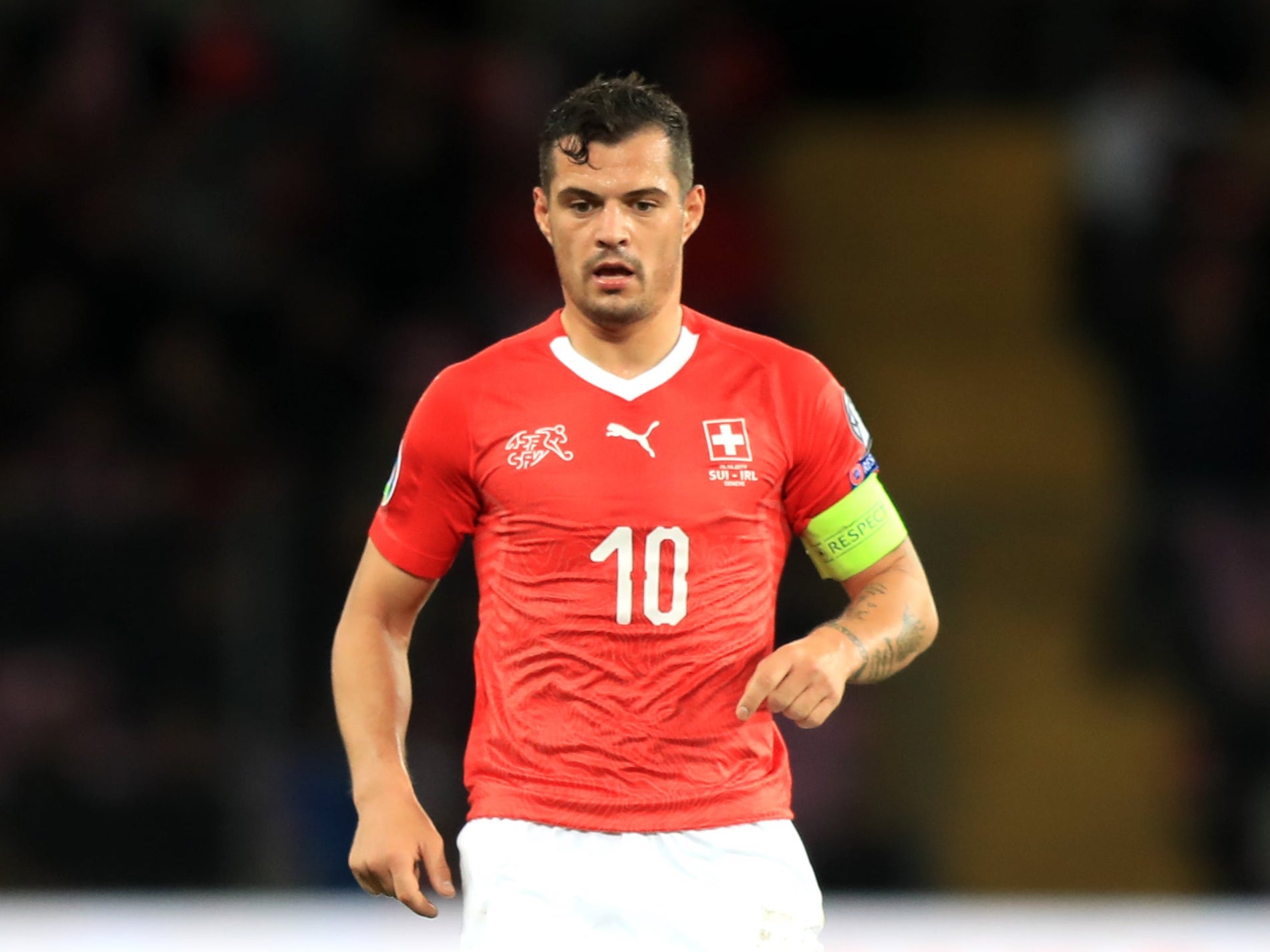 Arsenal midfielder Granit Xhaka will captain Switzerland against England on Saturday