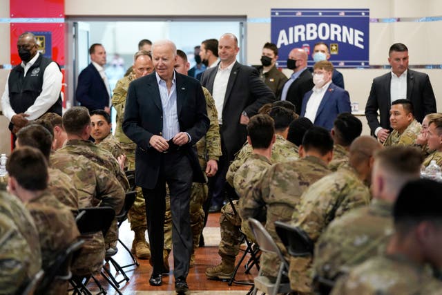 <p>President Joe Biden meets with the 82nd Airborne Division in Poland </p>
