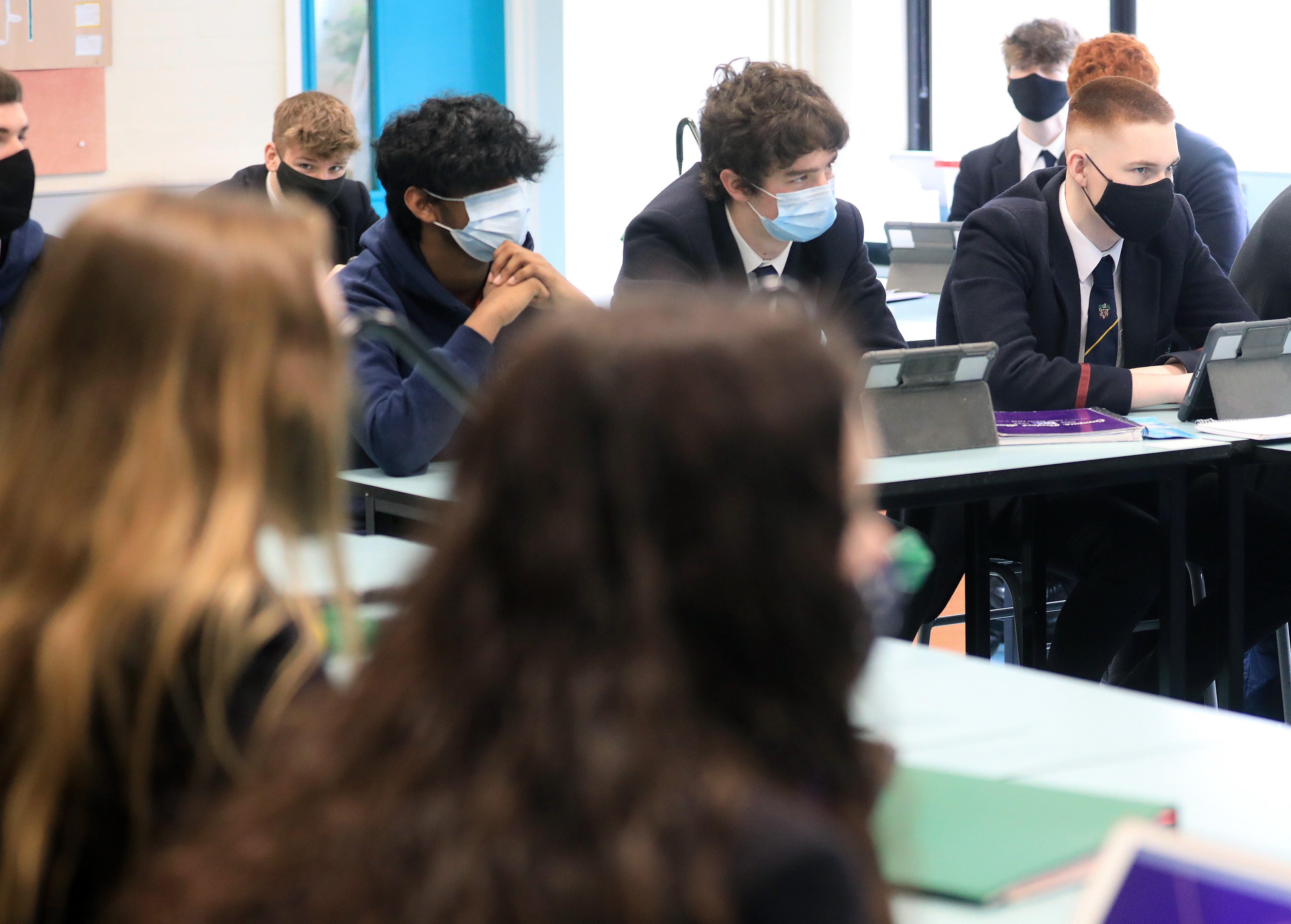 The requirement for pupils to wear face coverings in classrooms was removed on March 21 (Peter Morrison/PA)