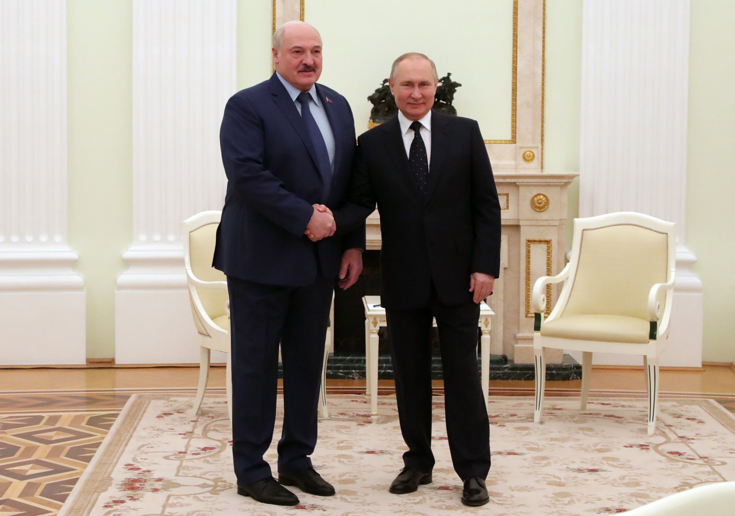Friends indeed: Belarusian President Alexander Lukashenko and Russian President Vladimir Putin