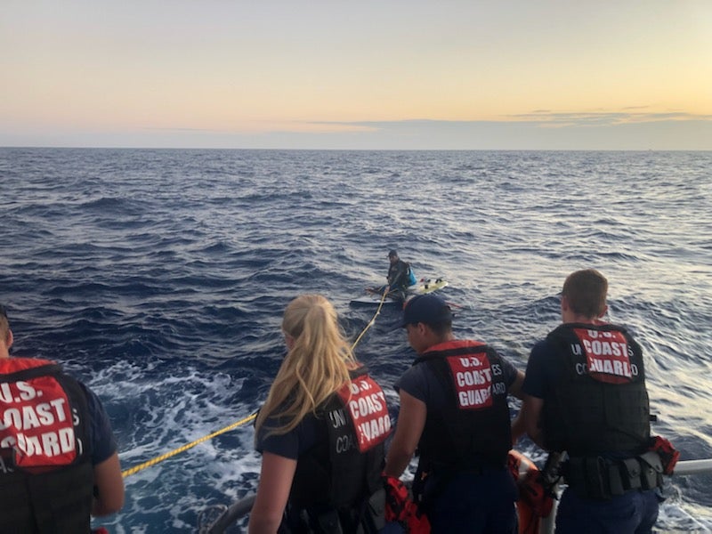 The US Coast Guard rescues Elian López, a Cuban migrant who sailed to Florida on a windsurfing board on 22 March, 2022, to seek cancer treatment.
