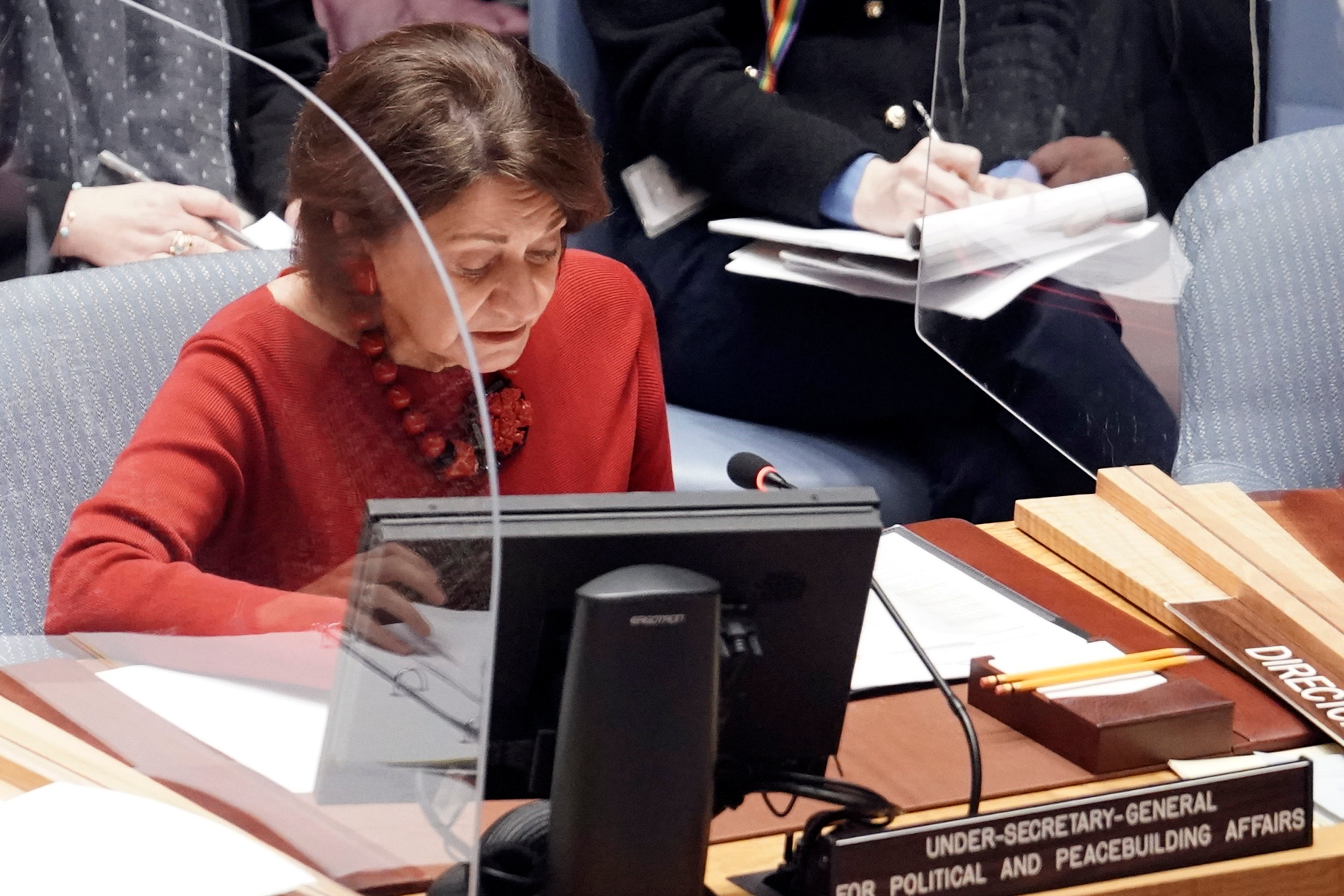 Rosemary DiCarlo, Under-Secretary-General for Political and Peacebuilding Affairs, briefs the United Nations Security Council