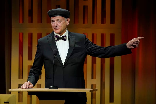 <p>Bill Murray speaks at the Governors Awards on Friday, March 25, 2022, at the Dolby Ballroom in Los Angeles</p>