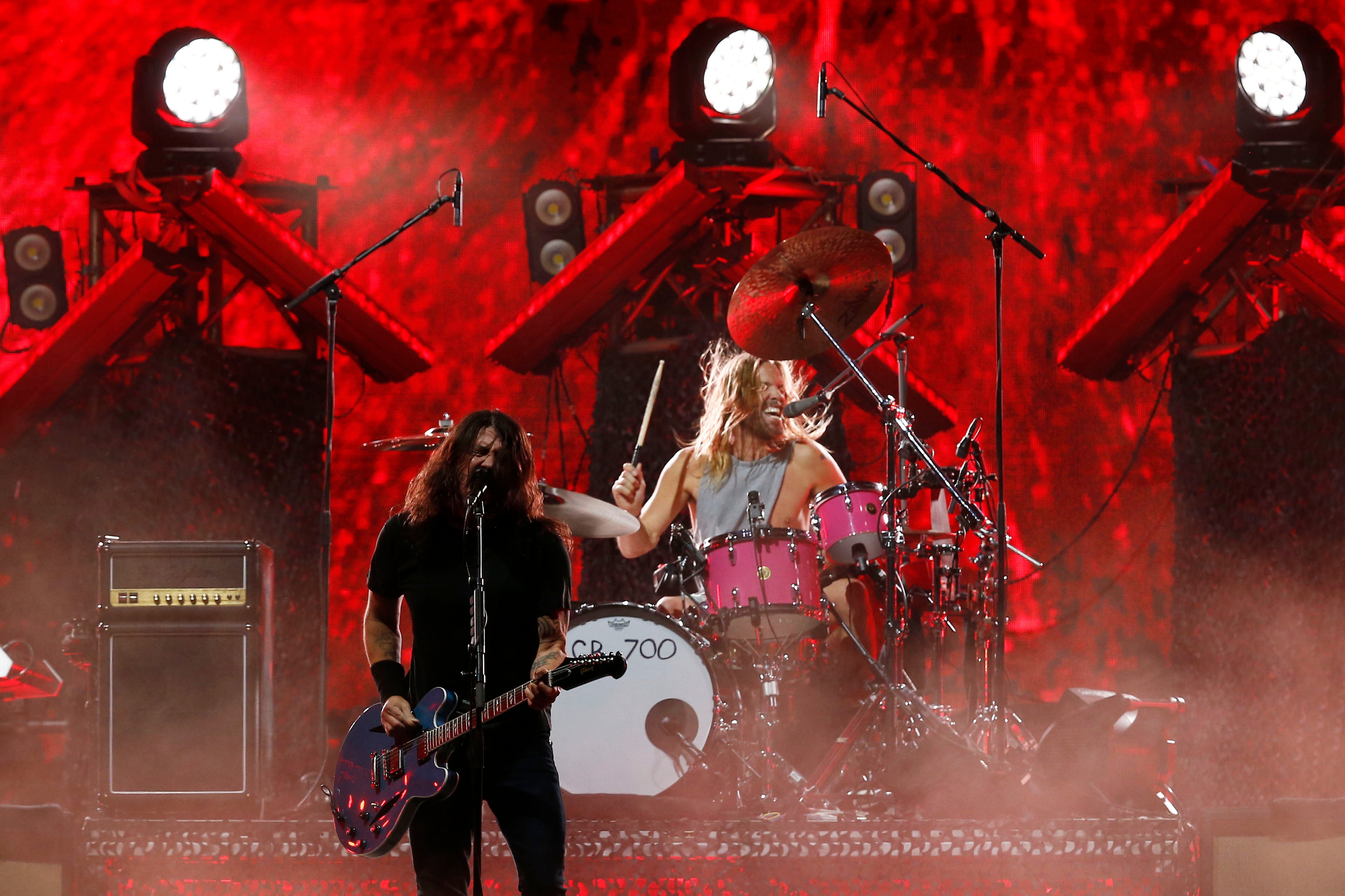 Dave Grohl and Taylor Hawkins on stage at Lollapalooza Chile last week