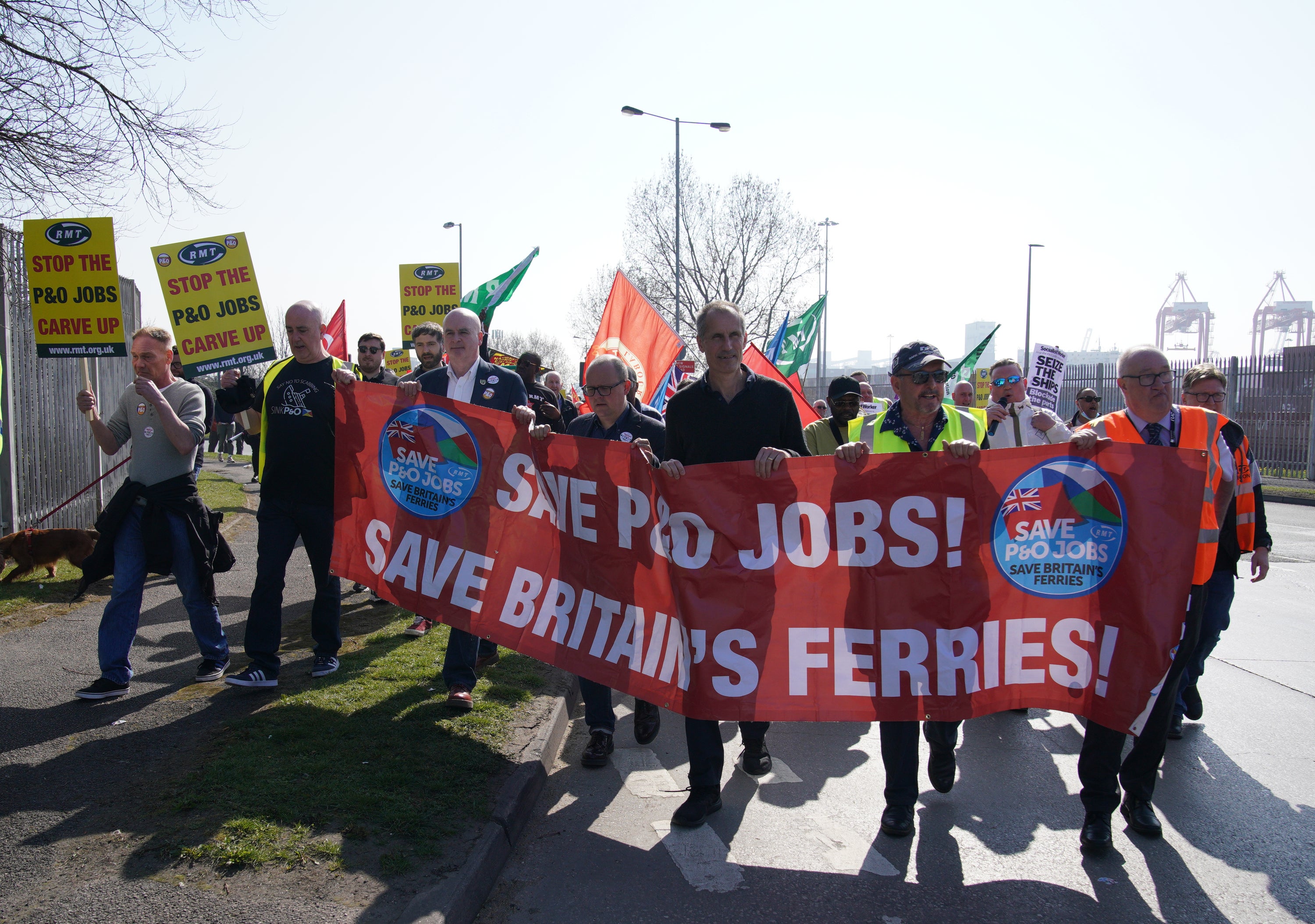 Protests took place at UK ports on Saturday against the sacking of ferry workers (Pete Byrne/PA)
