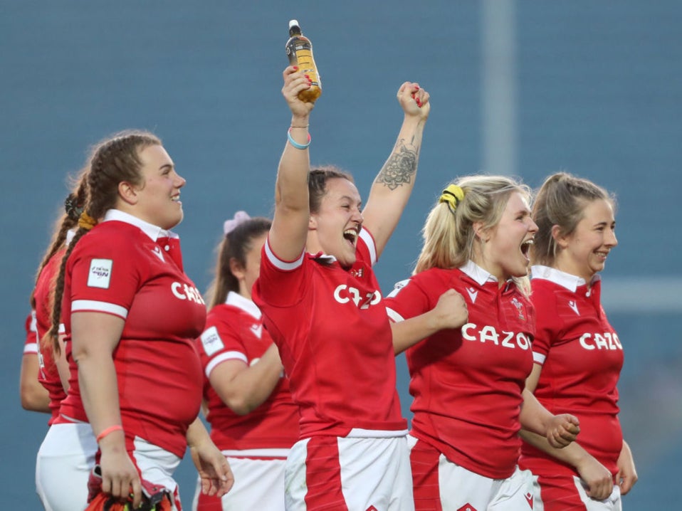 Wales celebrate their victory over Ireland