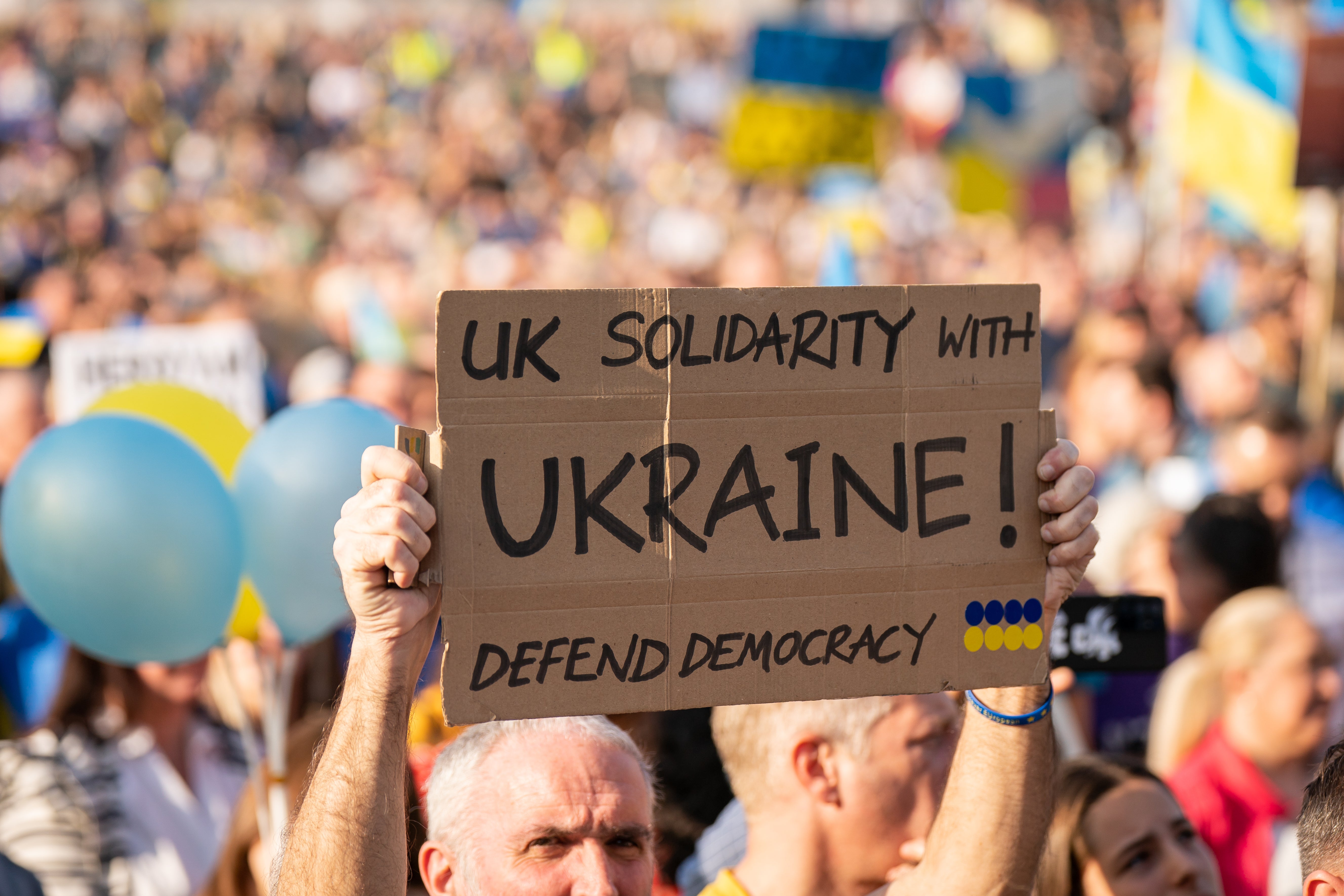 A solidarity march for Ukraine took place in London on Saturday (PA)