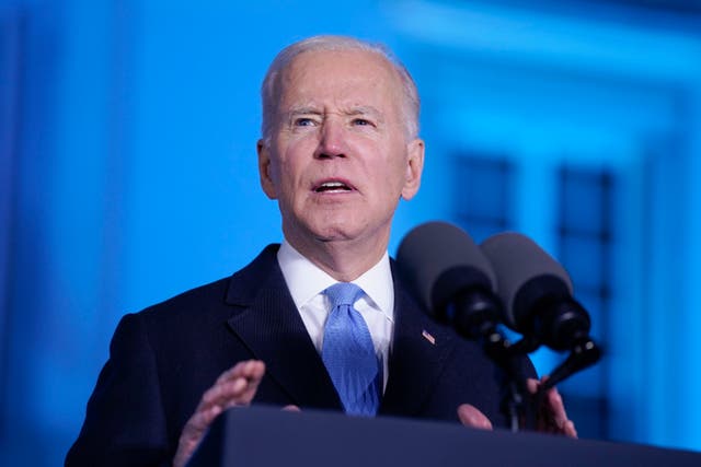 President Joe Biden gives a speech in Warsaw (Evan Vucci/AP)