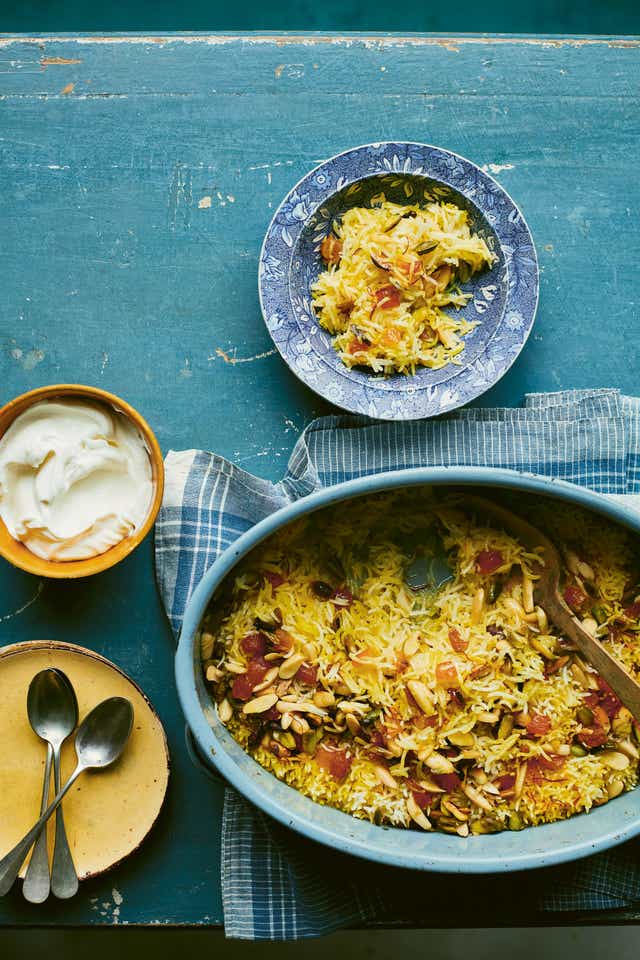 Zarda recipe – sweet rice with saffron and nuts (Laura Edwards/PA)