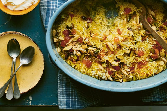 Zarda recipe – sweet rice with saffron and nuts (Laura Edwards/PA)
