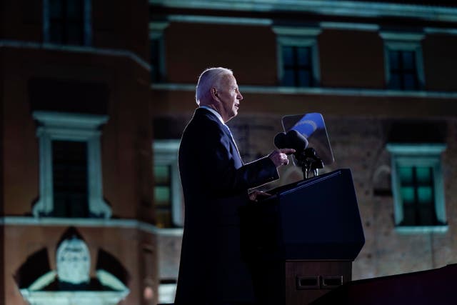 <p>President Biden speaks while traveling to Poland and other Nato countries </p>