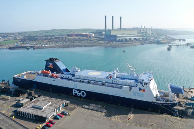 The P&O Ferries operated European Causeway vessel in dock at the Port of Larne, Co Antrim (PA)