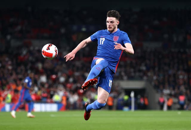 <p>Declan Rice has transformed himself into a key figure for England over the past three years</p>