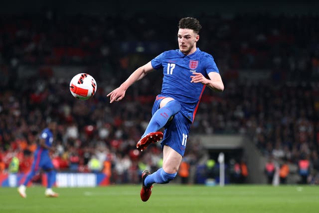 <p>Declan Rice has transformed himself into a key figure for England over the past three years</p>