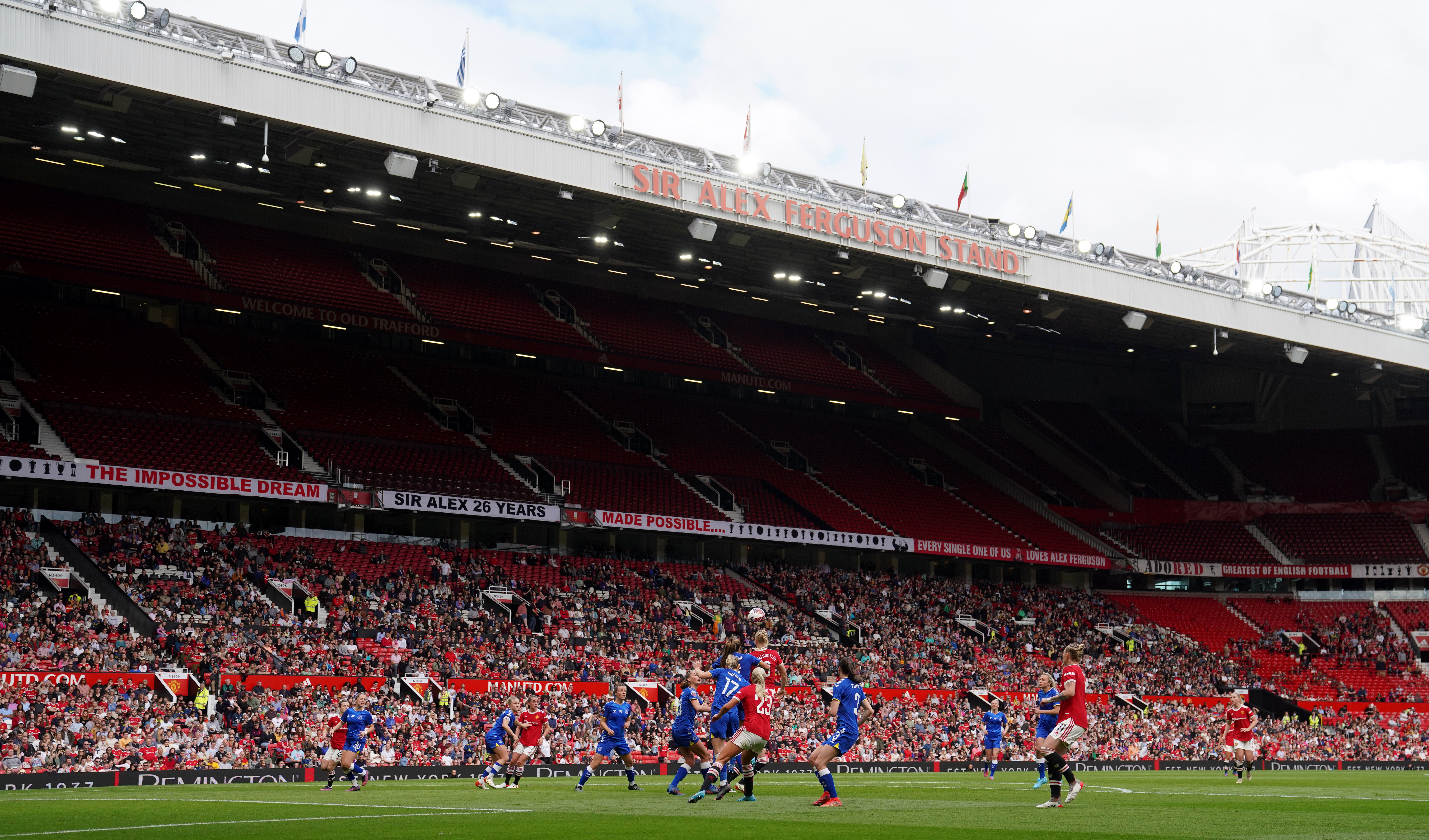 Fans watch Manchester United Women play at Old Trafford for the first time (Martin Rickett/PA)