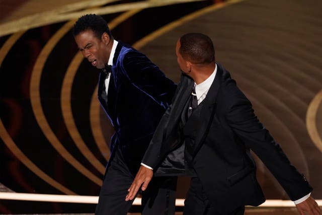 <p>Will Smith slaps Chris Rock at the 2022 Oscars. (Chris Pizzello / AP)</p>